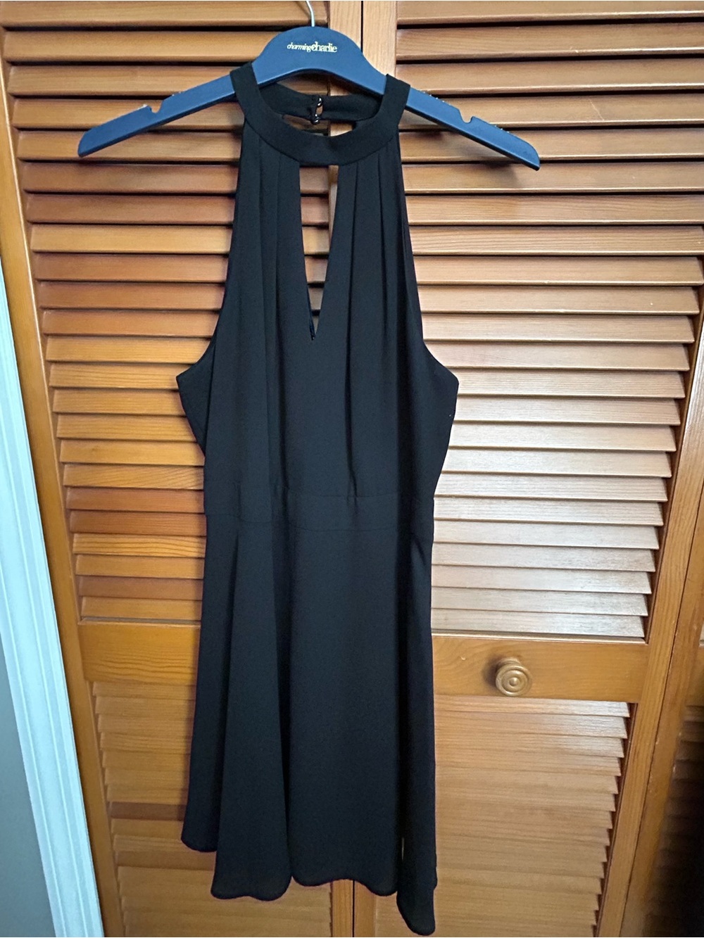 Express Black Halter Mini Dress with Keyhole Neck